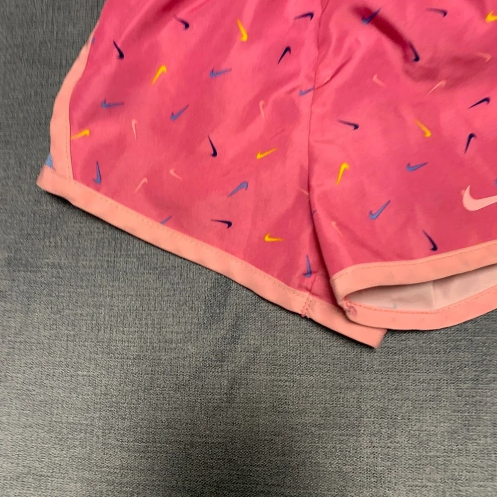 Nike Dri-Fit Tempo Shorts Girls 2T 1-2Yrs Pink Blue All-Over Micro-Swoosh Logo